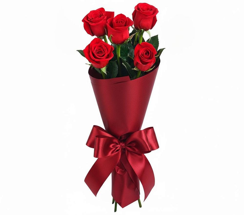 Букет 5 Красных роз Эдлесс Лав в Уренгое