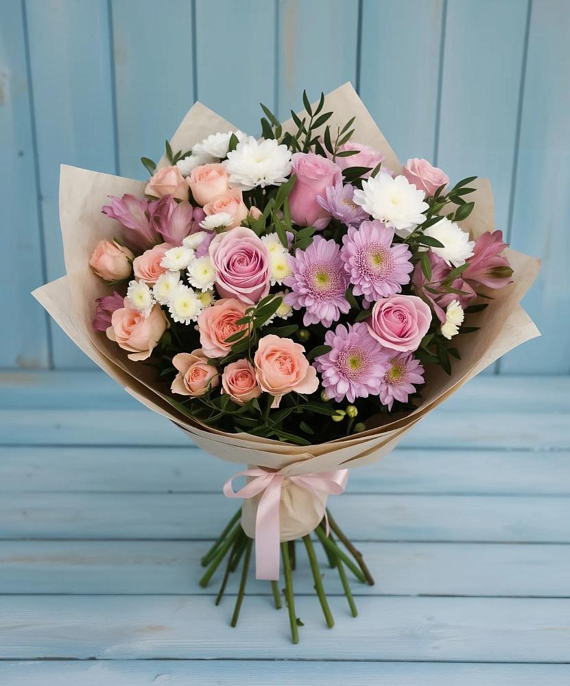 Букет цветов из: Хризантемы, Розы и Альстромерии в Уренгое