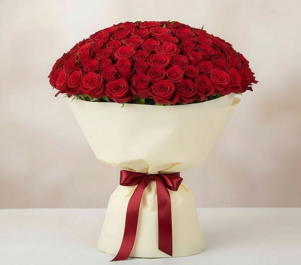 Букет 101 Красная роза Милано в Уренгое