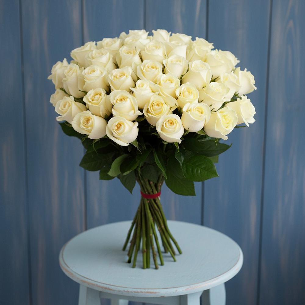 Букет 51 Белая роза Эдлесс Лав в Уренгое