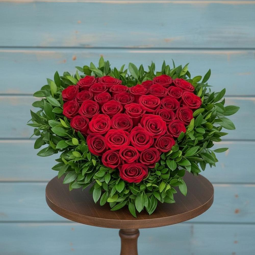 Цветочная композиция из Розы в виде сердца в Уренгое