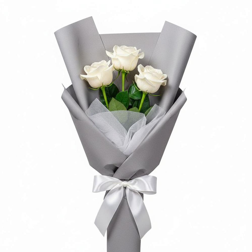 Букет 3 белые розы в Уренгое
