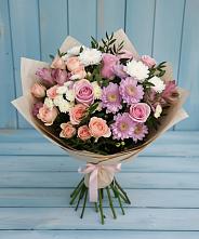 Букет цветов из:  Хризантемы, Розы и Альстромерии в Уренгое