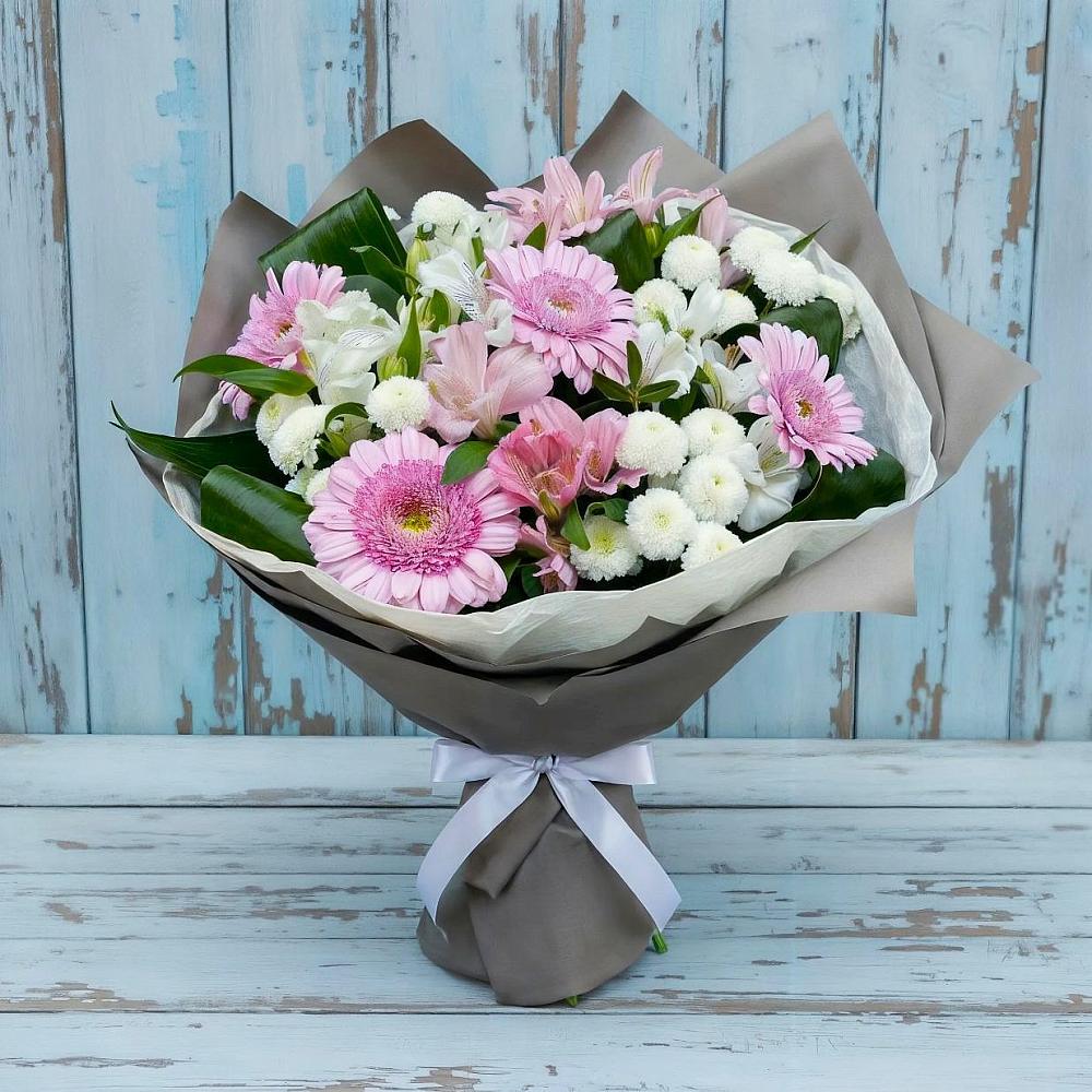 Букет цветов из: Герберы, Альстромерии и Хризантемы в Уренгое